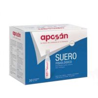 Box  of  Aposán  Saline  Solution  Single  Doses  by  Aposán,  a  sterile  saline  indicated  for  nasal,  eye  and  ear  hygiene.