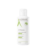 Bottle  of  A-Derma  Cytelium  Soothing  Lotion  by  A-Derma,  a  lotion  indicated  for  the  care  of  exudative  lesions  and  irritated  skin.