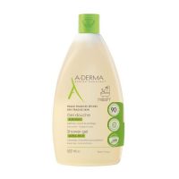 Bottle  of  A-Derma  Gel  Ultra  Rich  Shower  by  A-Derma,  a  shower  gel  indicated  for  cleansing  and  soothing  dry  skin.