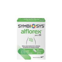 Box  of  Symbiosis  Alflorex  Capsules  by  Symbiosis,  a  probiotic  supplement  indicated  for  Irritable  Bowel  Syndrome  symptoms.