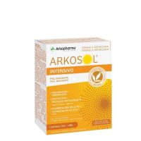 Box  of  Arkosol  Intensive  Capsules  by  Arkosol,  a  dietary  supplement  indicated  for  protecting  skin  from  sun  damage.