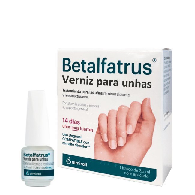 betalfatrusvernizunhas.jpg Bottle of ISDIN Betalfatrus Nail Care by ISDIN, a nail enamel indicated for restructuring and protecting fragile nails.