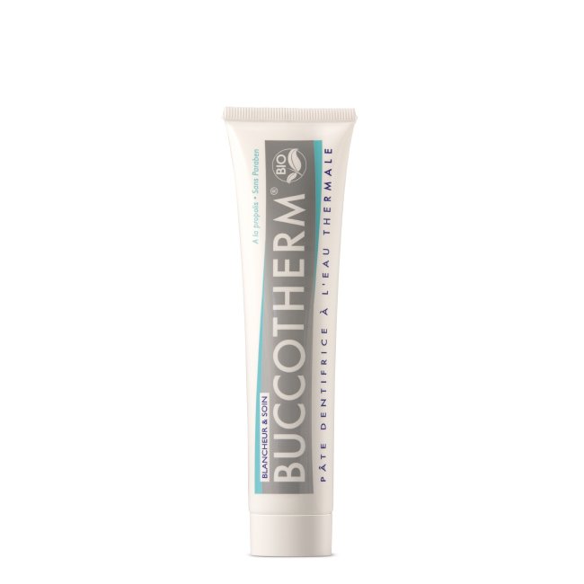 buccothermpastabranqueadora75ml.jpg ビュコサーム ミント&プロポリス ホワイトニングペースト 75ml - 画像 (1)