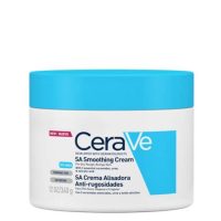 Product  container  of  Cerave  SA  Smoothing  Cream  by  Cerave,  a  moisturizing  cream  indicated  for  smoothing  rough  skin.
