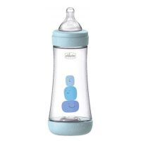 Bottle  of  Chicco  Baby  Bottle  Perfect  5  by  Chicco,  an  anti-colic  baby  bottle  indicated  for  natural  breastfeeding.