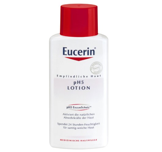 cnp_6561696_66.jpg Bottle of Eucerin pH5 Sensitive Skin Lotion by Eucerin, a moisturizing body lotion indicated for protecting sensitive skin.