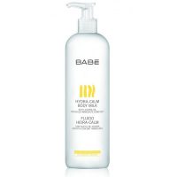 Bottle  of  Babé  Body  Fluid  Hydra  Calm  by  Babé,  a  soothing  moisturizing  fluid  indicated  for  sensitive  and  delicate  skin.