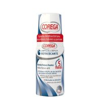 Bottle  of  Corega  cleaning  foam  by  Corega,  a  cleaning  foam  indicated  for  daily  antibacterial  hygiene  of  dental  prostheses.