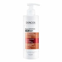 Bottle  of  Dercos  Kera-Solutions  Resurfacing  Shampoo  by  Vichy,  a  shampoo  indicated  for  repairing  and  soothing  damaged  hair.