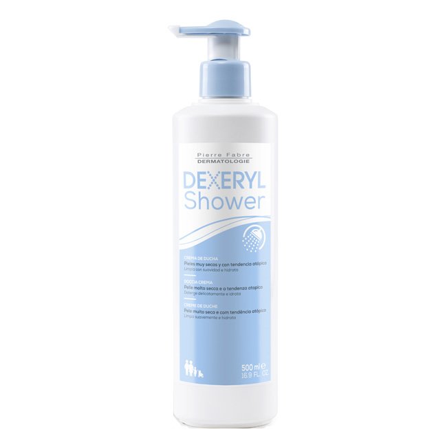 dexerylcremeduche500ml.jpg Bottle of Dexeryl Atopic Skin Shower Cream by Dexeryl, a nourishing cream indicated for dry, sensitive or atopic skin.