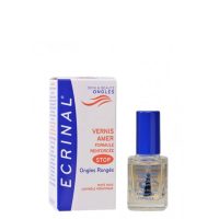 Bottle  of  Ecrinal  Nail  Bitter  Nail  Polish  by  Ecrinal,  a  transparent  enamel  indicated  for  fighting  nail  biting  addiction.