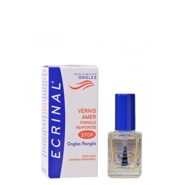 ecrinalvernizamargo.jpg Bottle of Ecrinal Nail Bitter Nail Polish by Ecrinal, a transparent enamel indicated for fighting nail biting addiction.