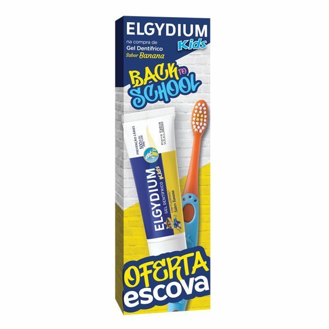 elgydium-banana-pack-6343962.jpg Box of Elgydium Kids Banana Pack Back to School by Elgydium, a kit indicated for preventing cavities in children.