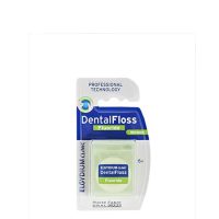 Product  container  of  Elgydium  Clinic  Fluoride  Dental  Floss  by  Elgydium,  a  waxed  dental  tape  indicated  for  removing  interdental  plaque.