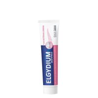 Tube  of  Elgydium  Plaque  and  Gums  Toothpaste  by  Elgydium,  a  toothpaste  indicated  for  fragile  gums  and  plaque  removal.