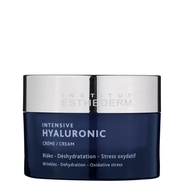 esthedermintensivehyaluroniccreme.jpg Jar of Esthederm Intensive Hyaluronic Cream by Esthederm, a rich cream indicated for intensive moisturizing and firmness.