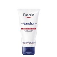 Tube  of  Eucerin  Aquaphor  Repair  ointment  by  Eucerin,  a  moisturizing  corrective  ointment  indicated  for  dry,  cracked  or  irritated  skin.