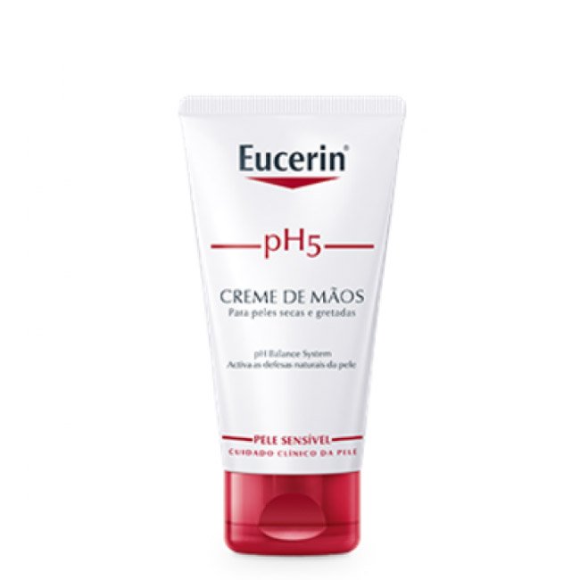 eucerinph5crememaos.jpg Tube of Eucerin pH5 Hand Cream by Eucerin, a moisturizing cream indicated for dry and chapped hands.