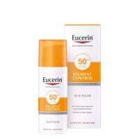 Bottle  of  Eucerin  Sun  Fluid  Pigment  Control  SPF50