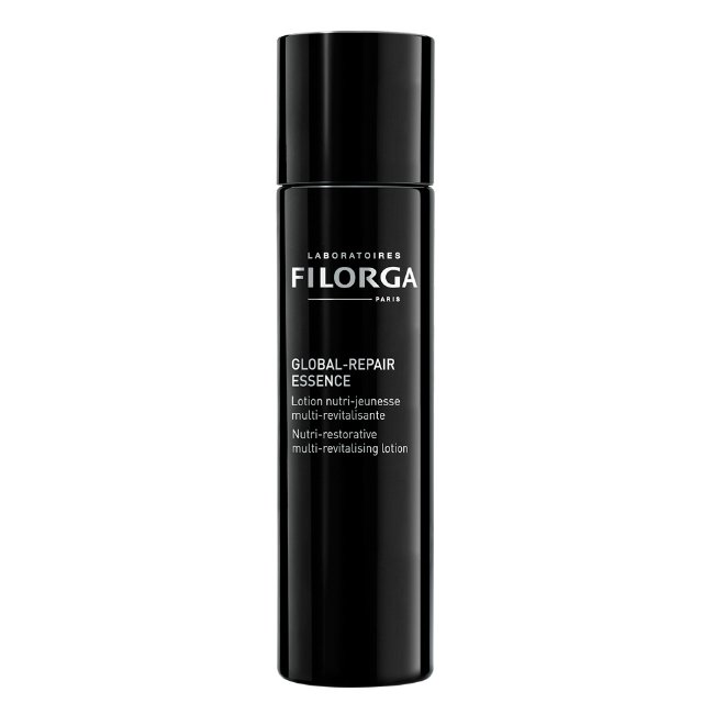 filorgaglobalrepairessence.jpg Bottle of Filorga Global Repair Essence Nutri-Restorative Multi-Revitalizing Lotion by Filorga, a lotion for skin aging signs.