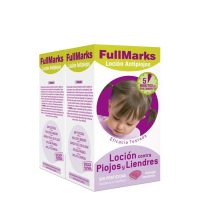 Bottle  of  FullMarks  Anti-Lice  and  Anti-Nits  Duo  Lotion  by  FullMarks,  a  lotion  indicated  for  eliminating  lice  and  nits.