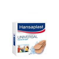 Box  of  Hansaplast  Universal  Waterproof  Dressings  by  Hansaplast,  a  sterile  dressing  indicated  for  protecting  small  wounds.