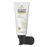 Bottle  of  Heliocare  360°  Pediatrics  SPF50  Childrens  Sun  Lotion  by  Heliocare,  a  lotion  indicated  for  high  sun  protection  in  children.