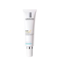 Bottle  of  Pure  Vitamin  C  Light  Anti-Wrinkle  Firming  Moisturizing  Filler  by  La  Roche  Posay,  a  fluid  for  skin  luminosity.