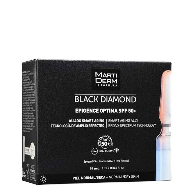 martidermblackdiamondepigenceotimaspf50.jpg マルティダーム ブラックダイヤモンド エピジェンス オプティマ SPF50+ アンチエイジング アンプル 10アンプル - 画像 (1)