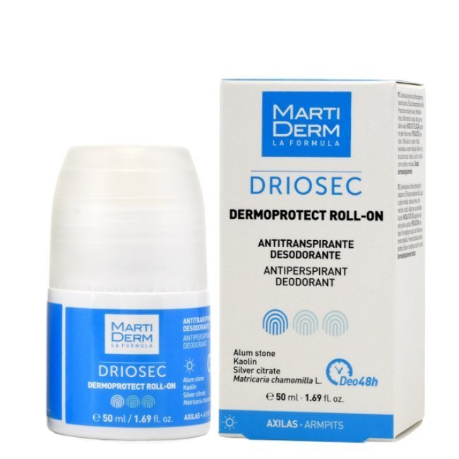 martidermdriosecdermoprotectrollon.jpg Bottle of Martiderm Driosec Dermoprotect Deodorant Roll On by Martiderm, a roll-on indicated for controlling perspiration.