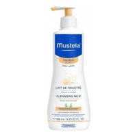 Bottle  of  Mustela  No  Rinse  Cleansing  Milk  by  Mustela,  a  cleansing  milk  indicated  for  gentle  face  and  body  hygiene  for  babies.