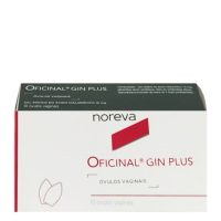 Box  of  Oficinal  Gin  Plus  Vaginal  Ovules  by  Oficinal,  a  vaginal  ovule  indicated  for  treating  atrophy  and  vaginal  dryness.