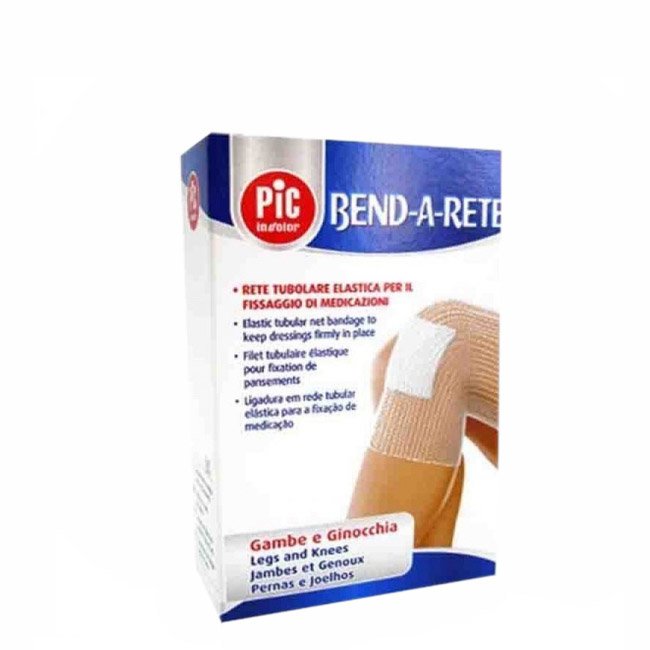 picbentretejoelho.jpg Product container of Pic Solution Bend A Rete Tubular Ligature by Pic Solution, a tubular bandage indicated for fixing medication.