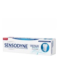 Tube  of  Sensodyne  Repair  and  Protect  Toothpaste  by  Sensodyne,  a  toothpaste  indicated  for  the  daily  cleaning  of  sensitive  teeth.