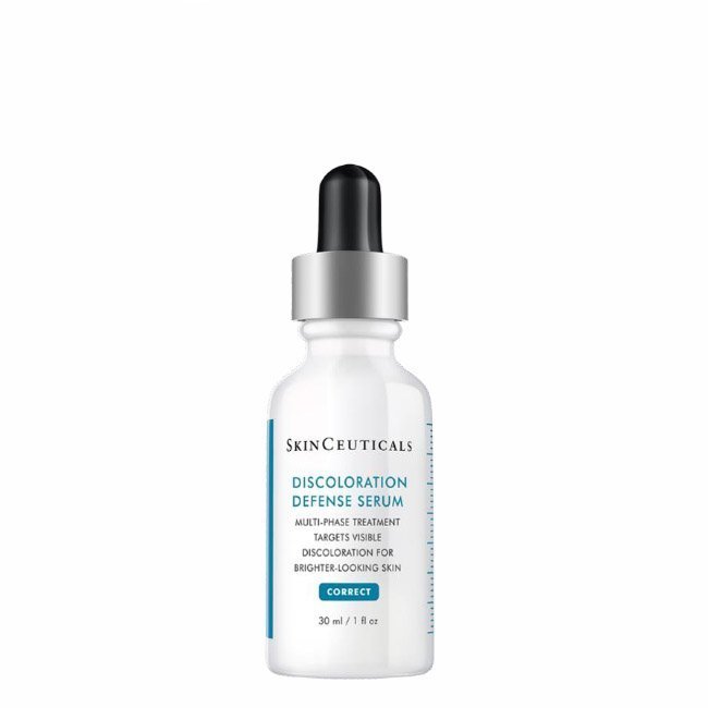 skinceuticalsdiscolorationdefenseserum.jpg Bottle of SkinCeuticals Discoloration Defense Serum by SkinCeuticals, a fluid serum indicated for hyperpigmentation spots.