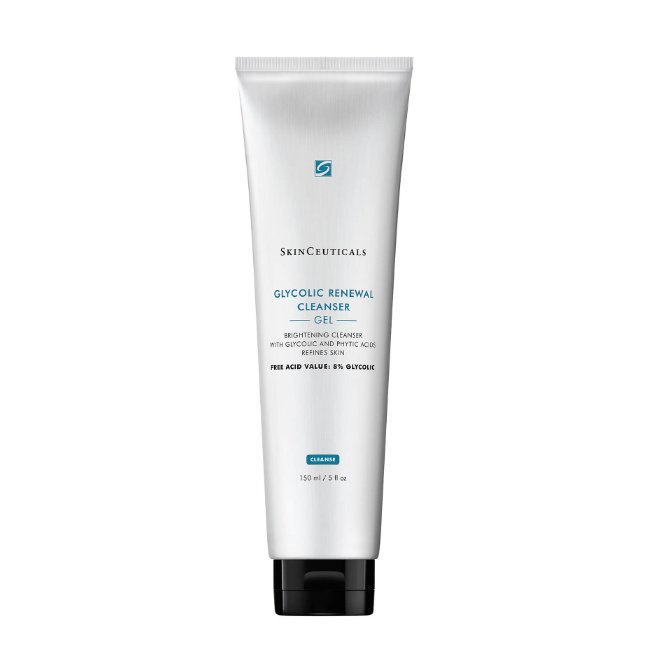 skinceuticalsglycolicrenewalcleanser.jpg Bottle of Skinceuticals Glycolic Renewal Cleanser by Skinceuticals, a cleansing gel indicated for exfoliating and purifying the skin.