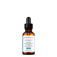 Bottle  of  Silymarin  CF  Serum  by  Skinceuticals,  an  antioxidant  serum  indicated  for  balancing  oiliness  and  correcting  signs  of  aging.