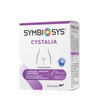 Sachet  of  Symbiosis  Cystalia  by  Symbiosys,  a  probiotic  powder  indicated  for  maintaining  urinary  tract  balance.