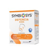 Sachet  of  Symbiosys  Defencia  Kids  by  Symbiosys,  a  probiotic  supplement  indicated  to  strengthen  children  immune  systems.
