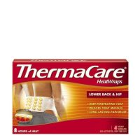 Box  of  Thermacare  Heatwraps  Lumbar  and  Hips  by  Thermacare,  a  therapeutic  heat  wrap  indicated  for  relief  of  muscle  and  joint  pain.