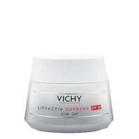 Jar  of  Vichy  Liftactiv  Supreme  Day  Cream  SPF30,  a  day  cream  indicated  for  firming  and  smoothing  wrinkles  with  UV  protection.