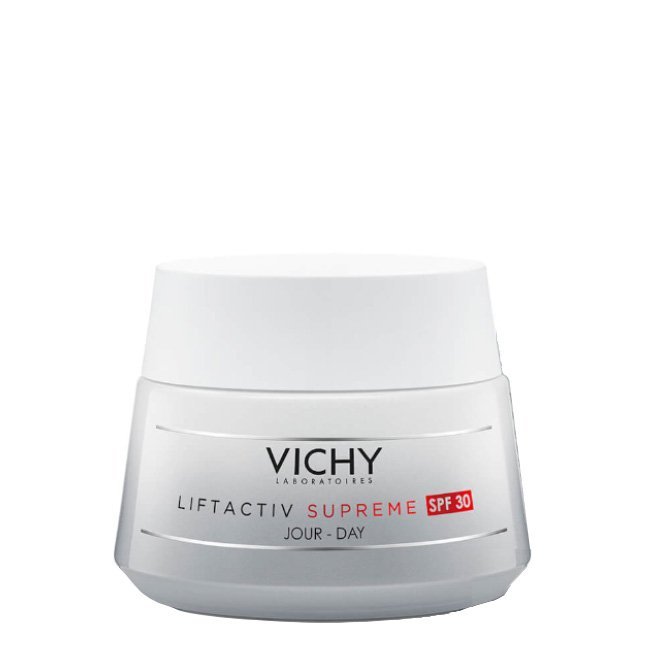 vichyliftactivsupremespf30-50ml.jpg Jar of Vichy Liftactiv Supreme Day Cream SPF30, a day cream indicated for firming and smoothing wrinkles with UV protection.