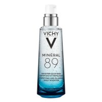 Bottle  of  Vichy  Mineral  89  Serum  Booster  by  Vichy,  a  concentrated  serum  indicated  for  skin  strengthening  and  hydration.
