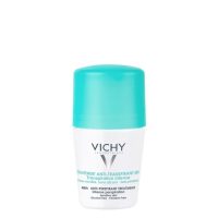 Bottle  of  Vichy  Intensive  Anti-Perspirant  Roll-On  Deodorant  by  Vichy,  a  roll-on  indicated  for  regulating  intense  perspiration.
