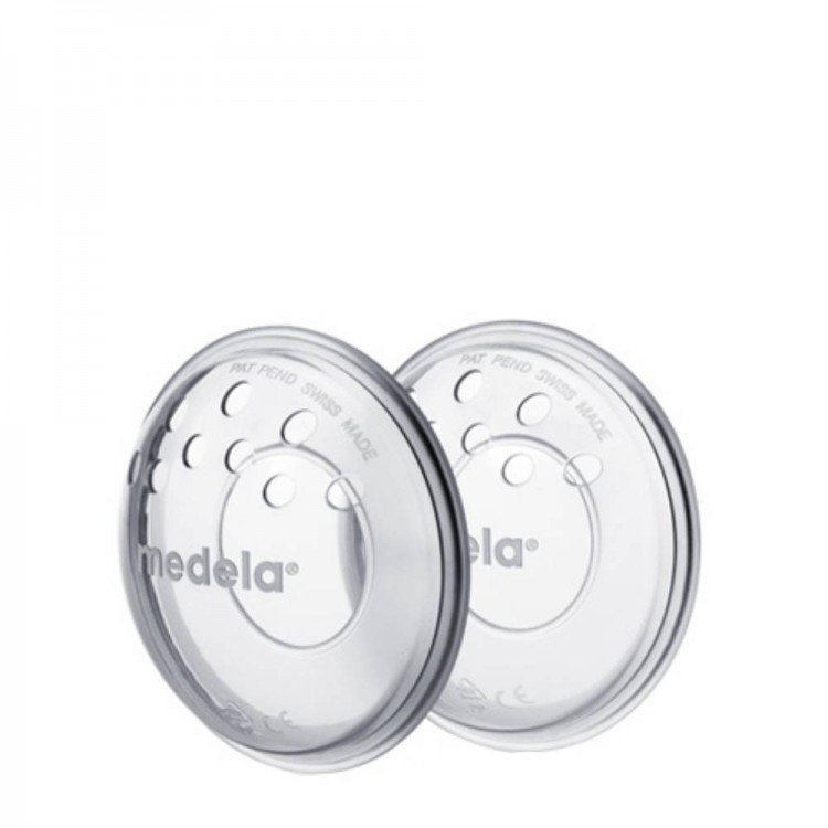 34027 Product container of Medela Accessories Nipple Protector by Medela, a silicone protector indicated for cracked or sore nipples.