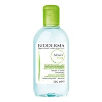 Bottle  of  Bioderma  Sebium  H2O  Micellar  Solution  by  Bioderma,  a  micellar  water  indicated  for  purifying  oily  and  acne-prone  skin.