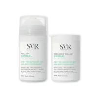 Box  of  SVR  Spirial  Duo  Roll-On  Deodorant  by  SVR,  an  antiperspirant  indicated  for  balancing  excessive  sweating  and  protecting  armpits.