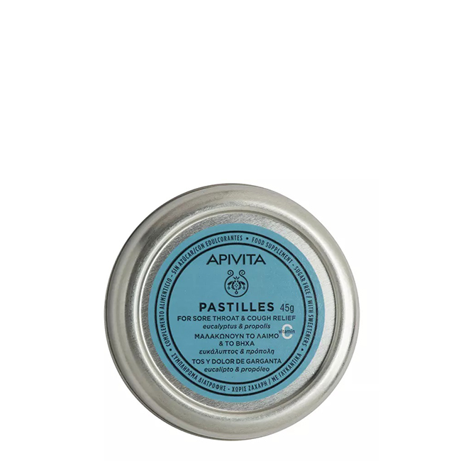 Apivita Pastilles for Sore Throat and Cough Relief Eucalyptus and Propolis 45g Apivita Pastilles for Sore Throat and Cough Relief Eucalyptus and Propolis 45g - Image 1