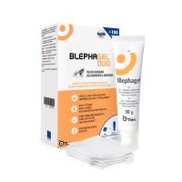 Tube  of  Blephagel  Gel  by  Blephagel,  a  sterile  cleansing  gel  indicated  for  the  hygiene  of  sensitive  eyelids  and  eyelashes.