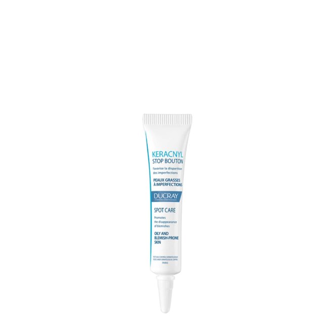 Ducray Keracnyl Spot Treatment Tube of Ducray Keracnyl Emergency Spot Treatment by Ducray, a localized cream indicated for eliminating pimples and spots.